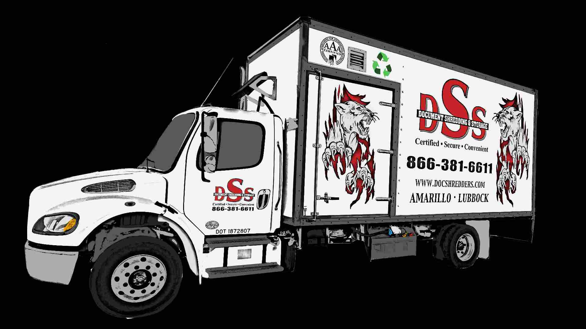 An infographic view of a Document Shredding & Storage Truck in Lubbock, TX